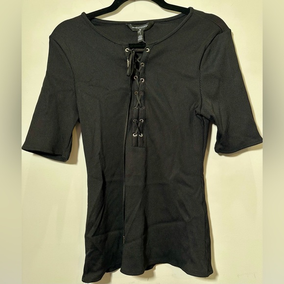 EUC WHBM FORME Ribbed Corset-Laced Top - large - Picture 1 of 2